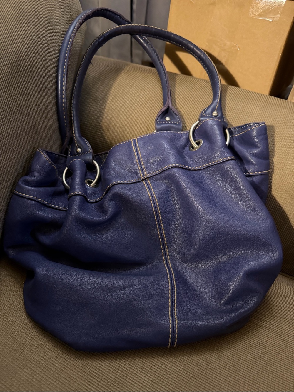Tignanello Deep Blue Leather Shoulder Bag